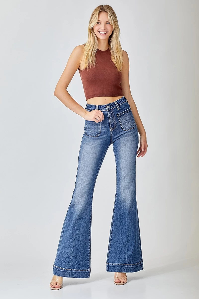 Chantel Mid Rise Flare Jeans by Risen